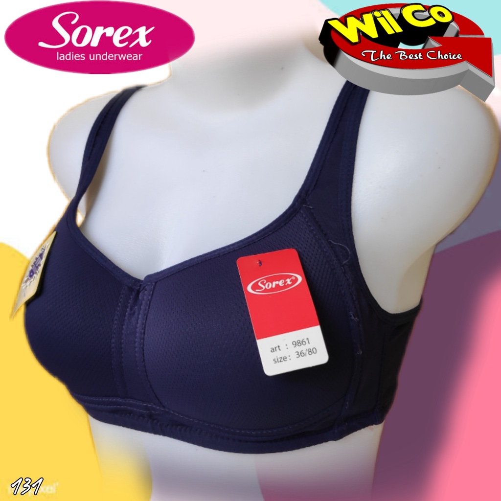 K131 - BRA/BH WANITA SOREX TANPA KAWAT BUSA TIPIS TIGA PENGAT SIZE 34 - 40