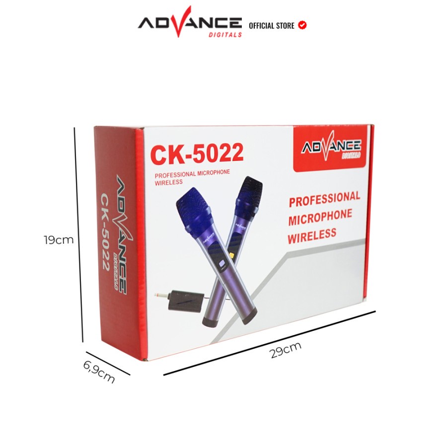 Double Mic Wireless Profesional Microphone tanpa kabel Advance CK-5022 (isi 2 mic) | Advance Mic Ck 5022 Microphone Profesional Wireless Dual 2 Mic Duet Keren | FMS