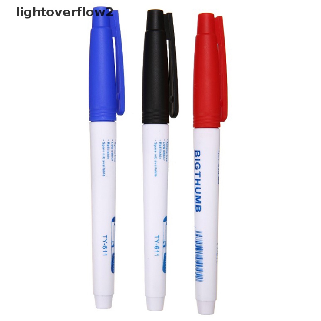 (lightoverflow2) 3pcs / Set Spidol Marker Kepala Panjang 30mm Tinta Merah / Hitam / Biru