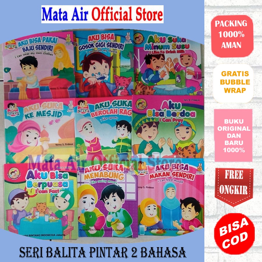 BEST SELLER ORIGINAL BUKU CERITA MUSLIM SERI BALITA PINTAR ARIF & SYIFA - BINTANG INDONESIA