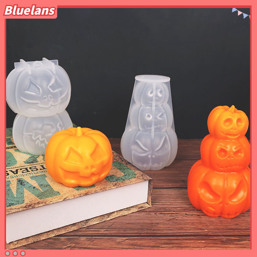 Cetakan Lilin Bentuk Labu Halloween Bahan Silikon Food Grade Ramah Lingkungan Anti Lengket Reusable