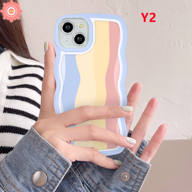 Casing Fashion Rainbow Warna-Warni Untuk Samsung A14 A04 A52 A51 A03s A52s A22 A13 A04E A50 A50s A30s A04s A11 A20 A30 A12 A32 A03 A33 A21s A53 A30 A20s A23 A02s A31 Casing Tepi Bergelombang Lembut