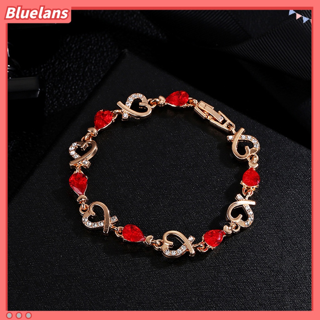 Bluelans Bangle Charm Woman Cubic Zirconia Lady Elegant Love Heart Bangle