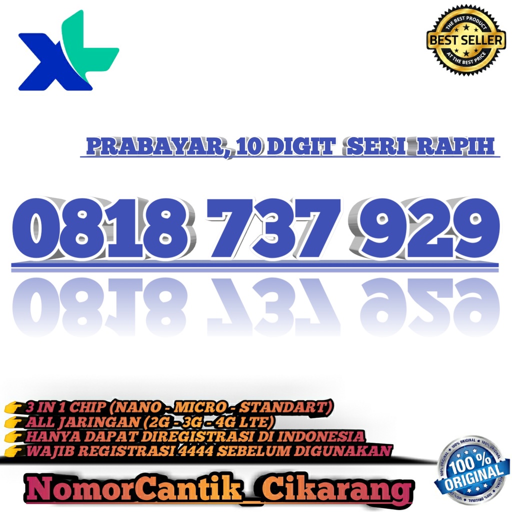 NOMOR CANTIK XL 10 DIGIT  KARTU PERDANA NOMOR CANTIK XL 10 DIGIT  NOMOR CANTIK XL 10 DIGIT SERI 737 