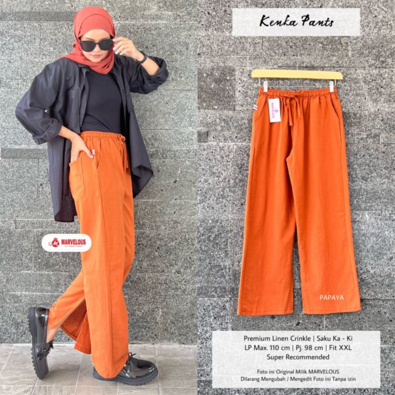 KENKA PANT BY MARVELOUS / CELANA PANJANG WANITA / Celana linen crincle muslimah premium