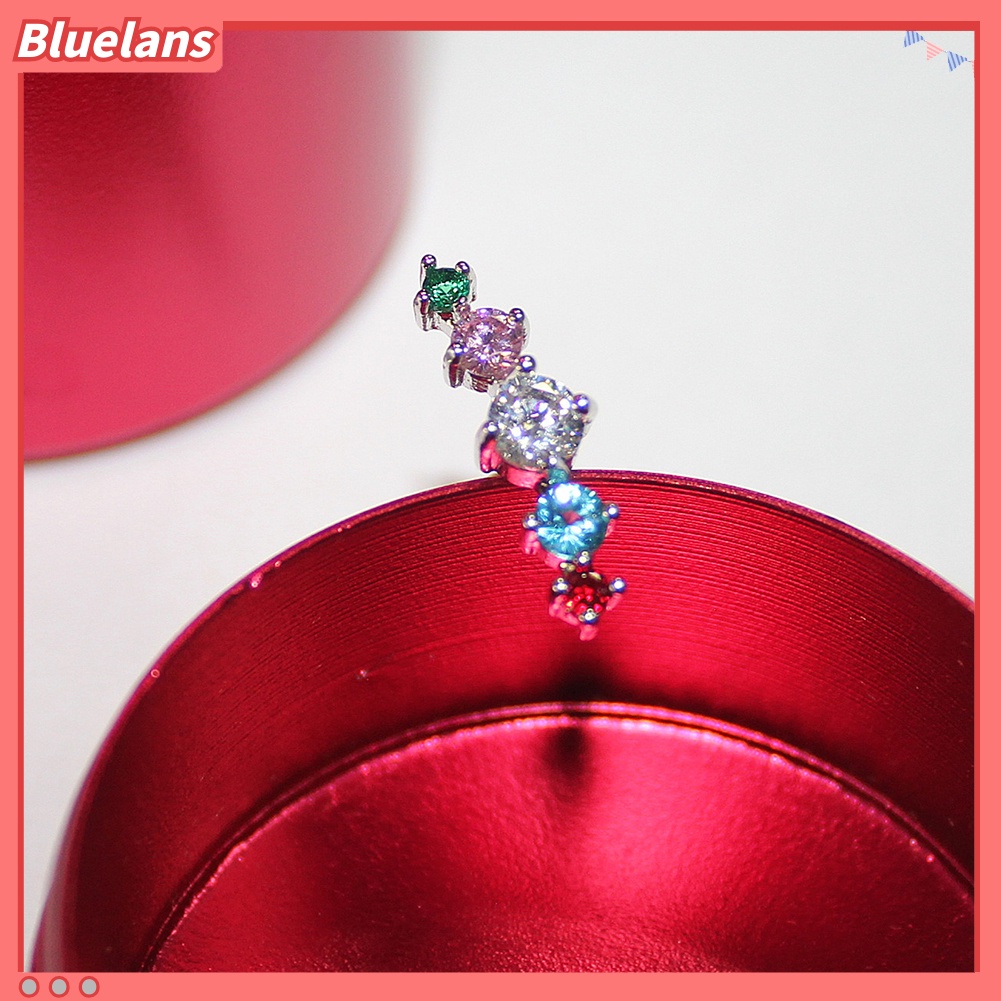 Bluelans 1Pc Lady Rhinestone Inlaid Arc Shape Ear Stud Earring Cartilage Piercing Jewelry