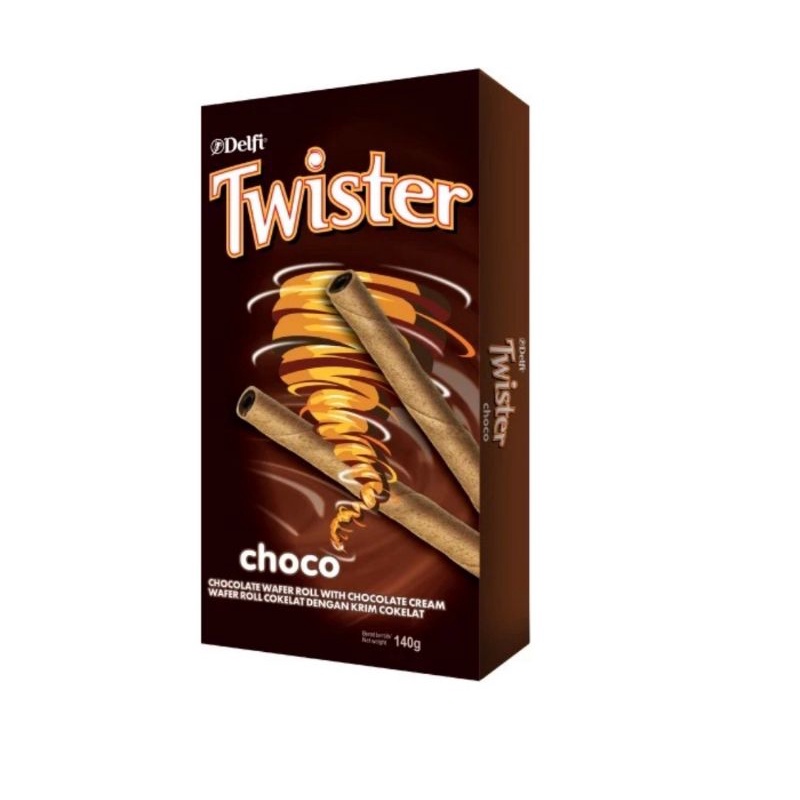 delfi twister wafer snack biscuit.   black / choco 35 gr