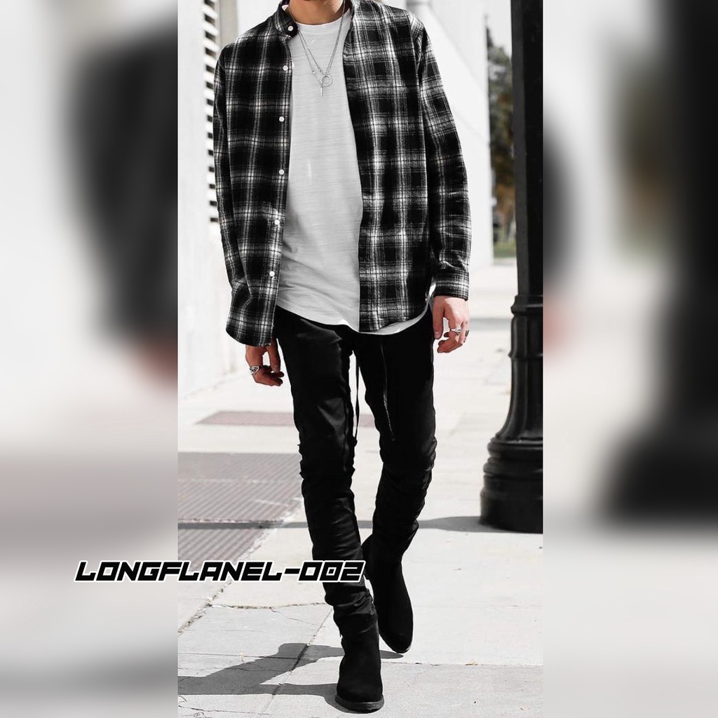 KEMAJA FLANEL HITAM KLASIK ORIGINAL KEMEJA CASUAL KEMEJA FLANEL PANJANG BECCO.ID