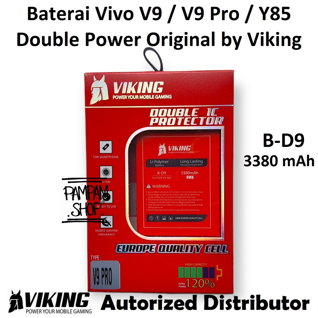 Baterai VIKING Double Power Original Vivo V9 V9 Pro Y85 B-D9 BD9 Batre Batrai Battery Handphone HP Ori