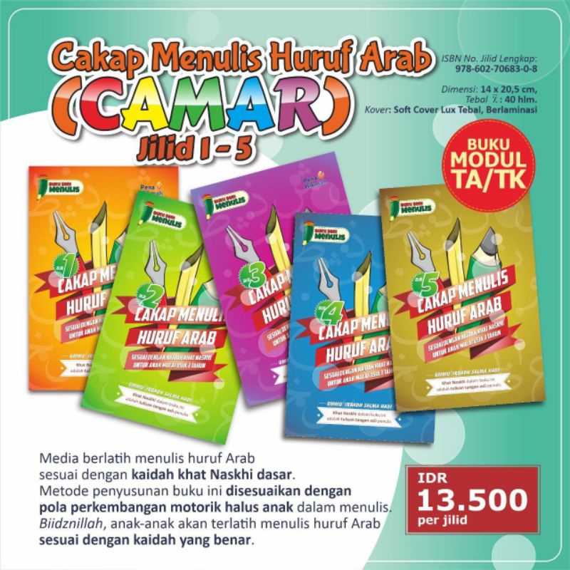 Cakap Menulis Huruf Arab Jilid 1-5  Buku Anak Islam