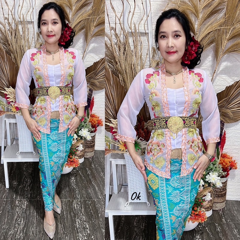 kebaya jadi bordir motif daun waru