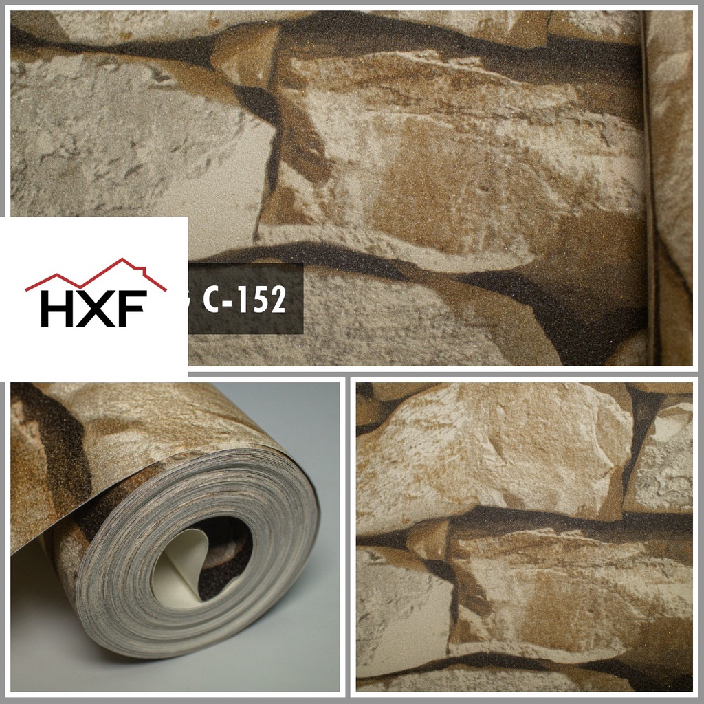 WALLPAPER DINDING VINYL BATU ALAM BERTEKSTUR, TIMBUL DAN TEBAL