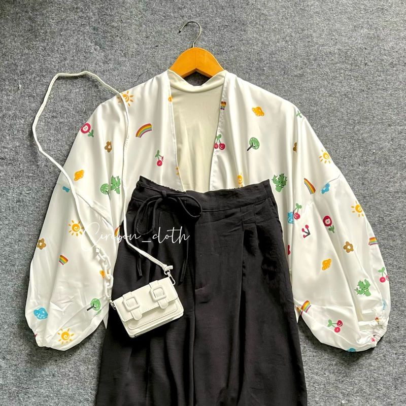 ONE SET KIYOWO OUTER MOTIF PART 1 / ROK SERUT CRINKLE / CELANA CRINKLE (Cirebon Cloth)-o.kiyowo tali hitam