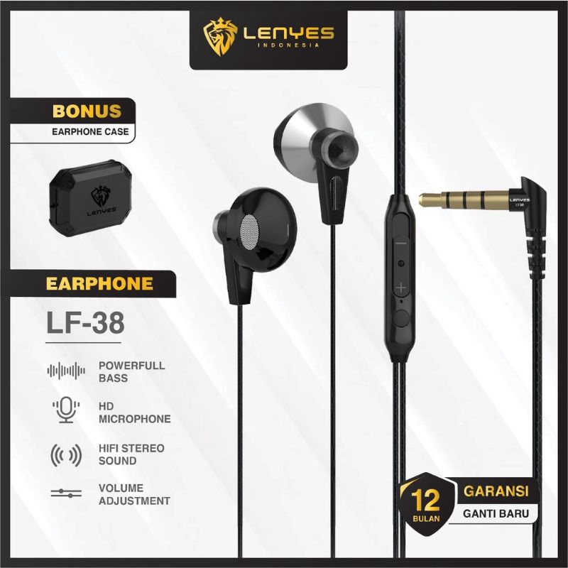 Lenyes headset LF38 gaming in ear hifi stereo earphone extra bass with handfree microphone 3.5mm Audio