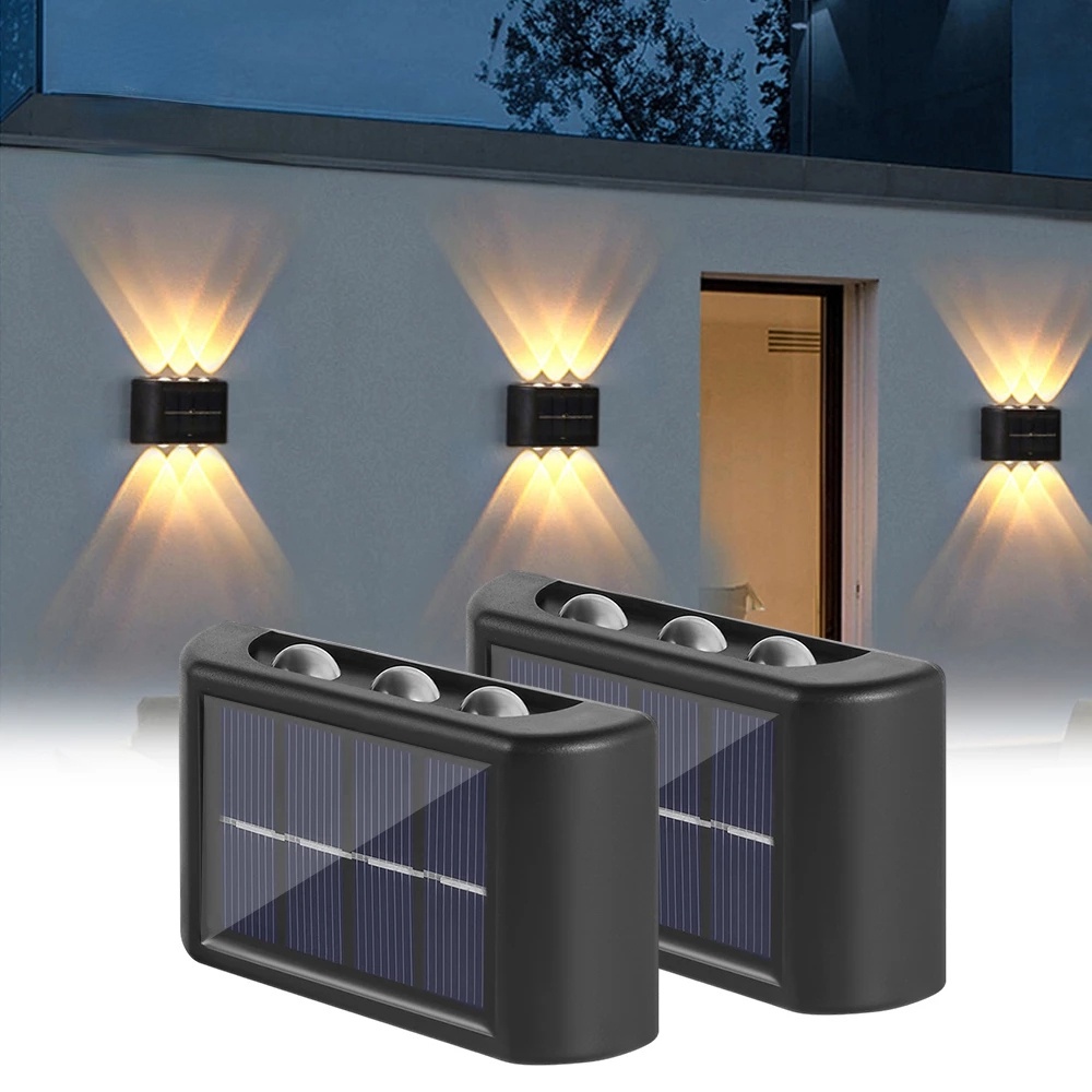 Lampu Dinding 6-LED Tenaga Surya Tahan Air Untuk Outdoor