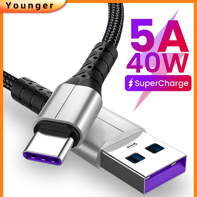 Kabel Data / Charger Micro USB Tipe-C 5A Fast Charging Untuk Handphone