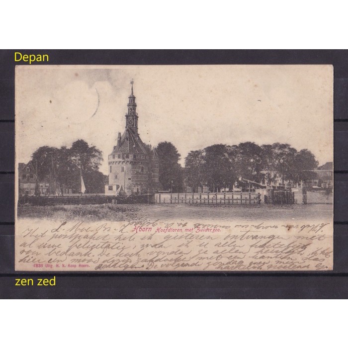 

B012 Kartu Pos Kuno Belanda Tahun 1903 Hoorn Hoofdtoren