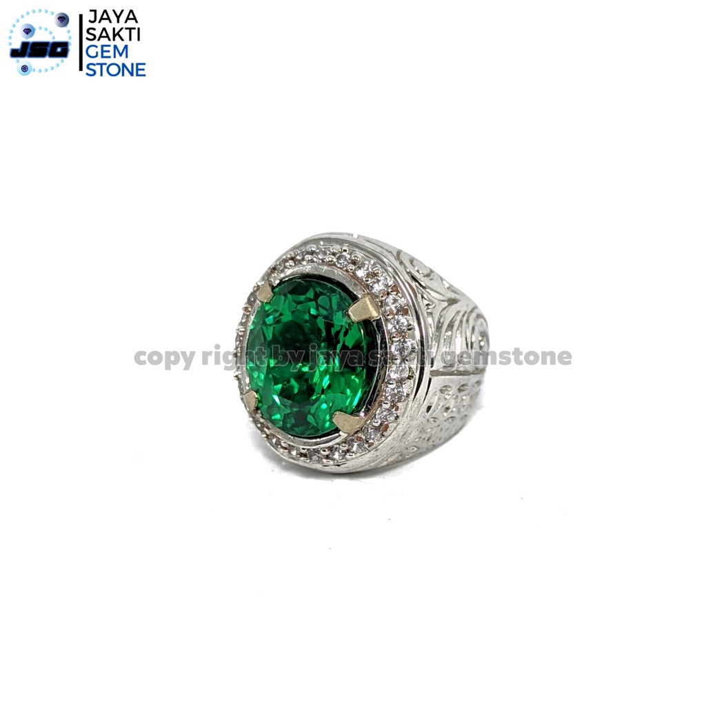 Natural Batu Permata Green Topaz Ring Alpaka German HQ GT04