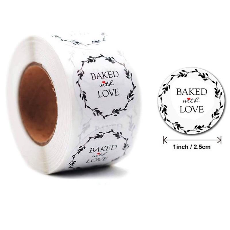 

Sticker Label Kue Cake Cookies Stiker Baked With Love 500pcs