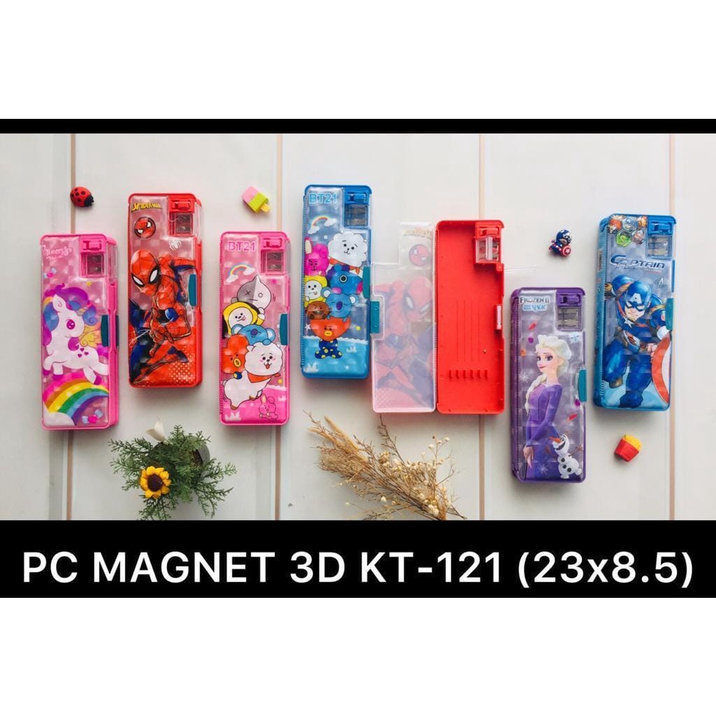 

AS888 - KOTAK PENSIL MAGNET DUA SISI UKURAN SEDANG GAMBAR 3D KARAKTER KARTUN. KT121