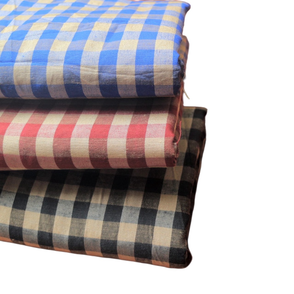 Jual (HARGA 0,5m) KAIN KOTAK DASAR BROWN KATUN SEMI LINEN KOTAK KOTAK