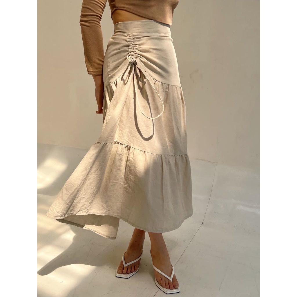 Linen skirt Rok serut samping linen