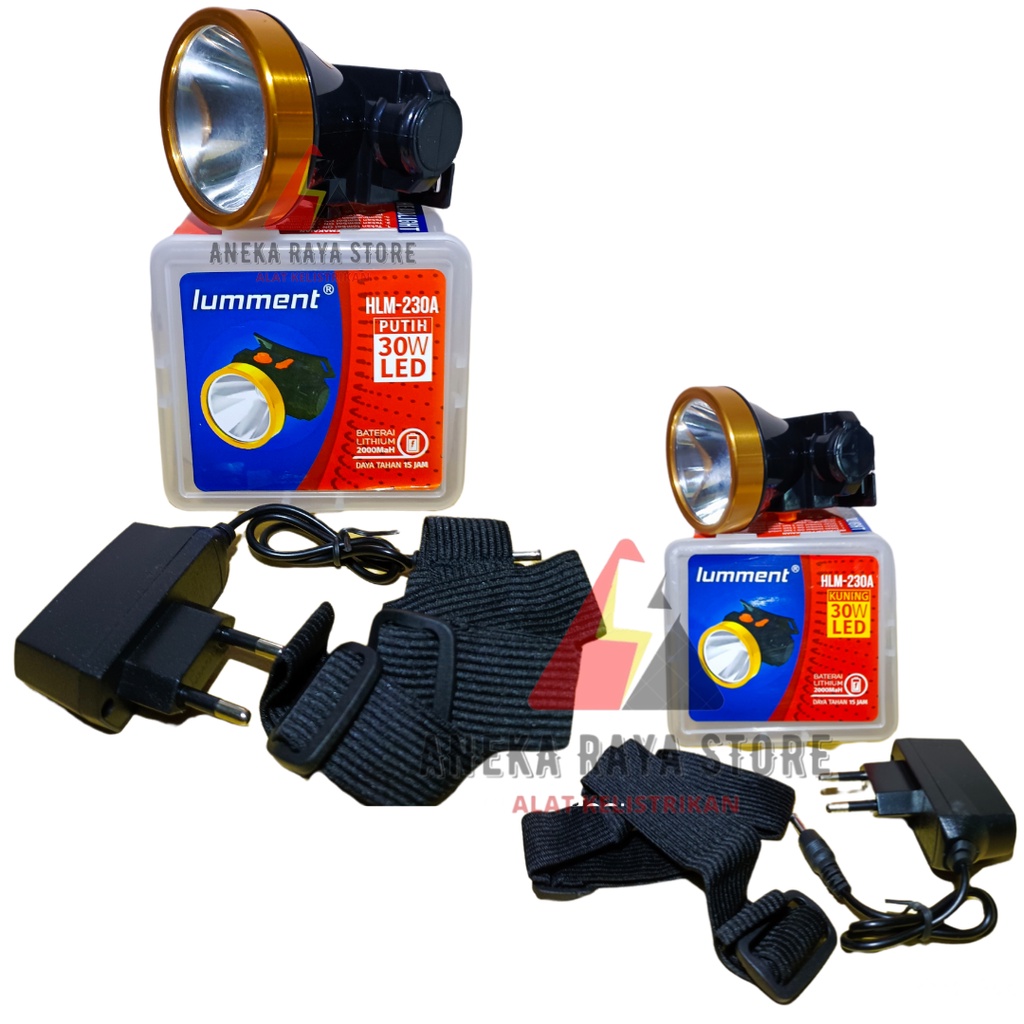 Senter kepala 30watt lumment HLM 230A Cahaya Putih, Cahaya Kuning