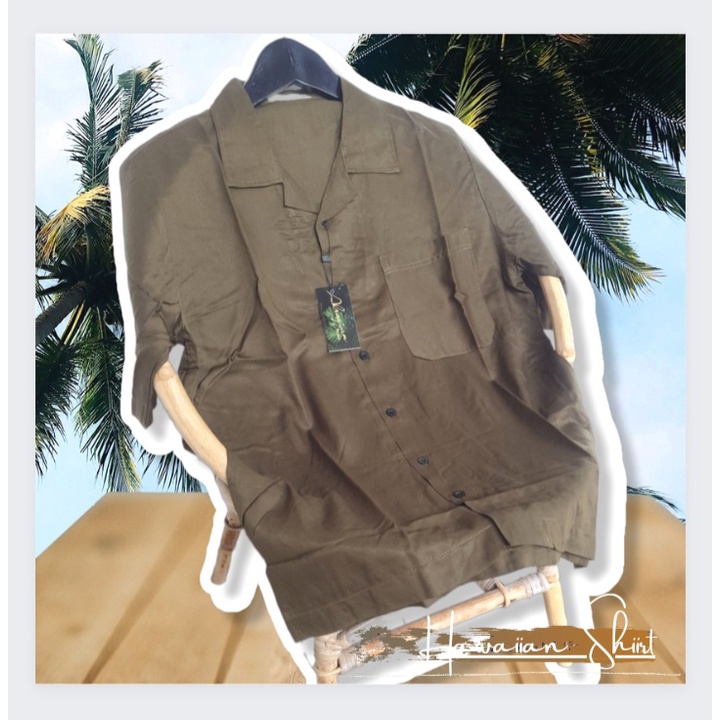 KEMEJA PANTAI HAWAI WANITA HIJAU ARMY POLOS JUMBO XS S M L XL XXL XXXL XXXXL / BAJU KEMEJA PANTAI PR