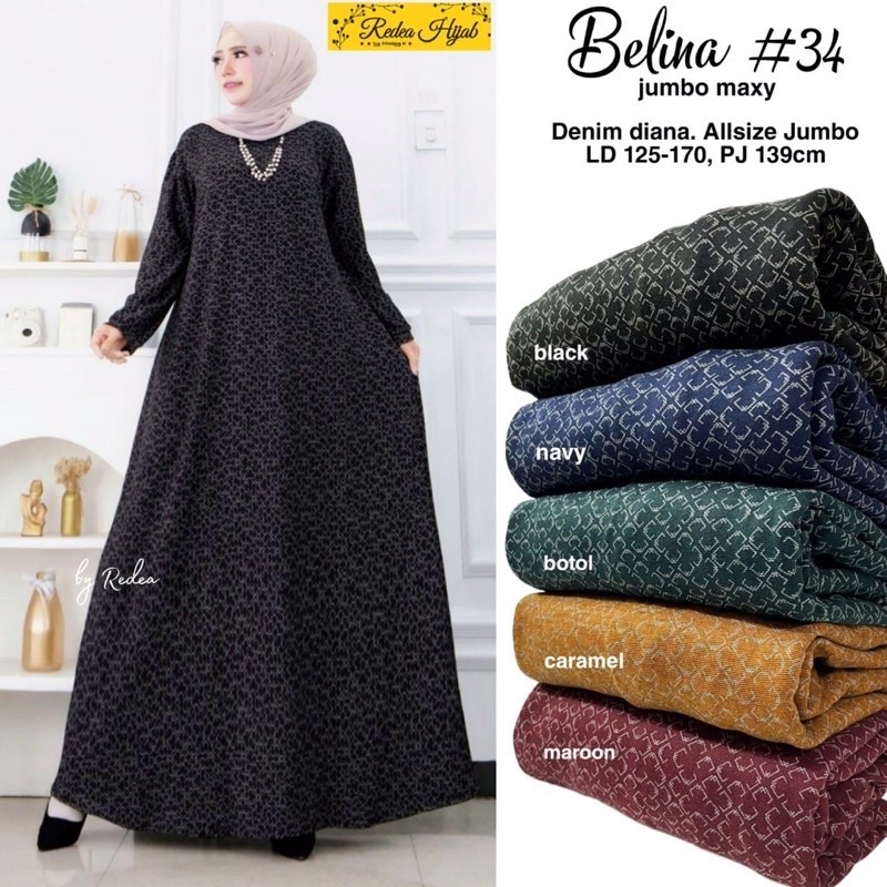 Belina Jumbo maxy - LD120-130 Gamis Diana Denim Jumbo Bigsize Oversize Bumil / 025-6976