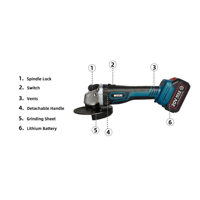 Mesin Angle Grinder Cutter Cordless Grinding Machine - WS-J7 - Black