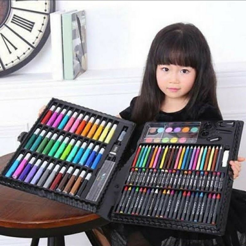 Pensil Warna Crayon Set 208 Pcs Alat Menggambar Mewarnai Anak PENCIL CRAYON ANAK LENGKAP