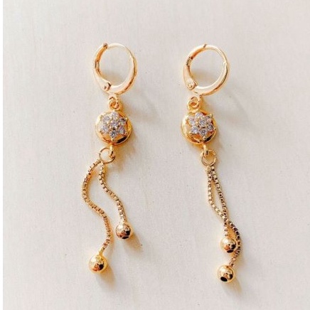 Anting Wanita / Giwang Wanita Bulat Bintang Jurai Zirconia Gold