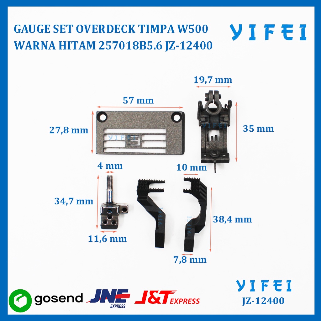 GAUGE SET OVERDECK TIMPA W500 TEFLON HITAM 257018B5.6 YIFEI-12400