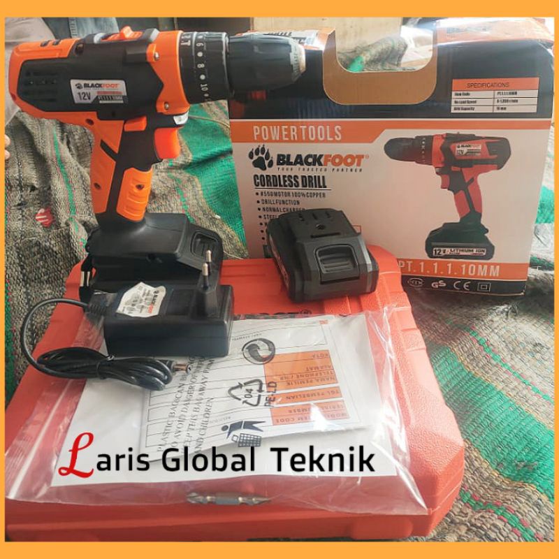 Mesin Bor baterai 12V garansi murah CORDLESS DRILL 12V BLACKFOOT