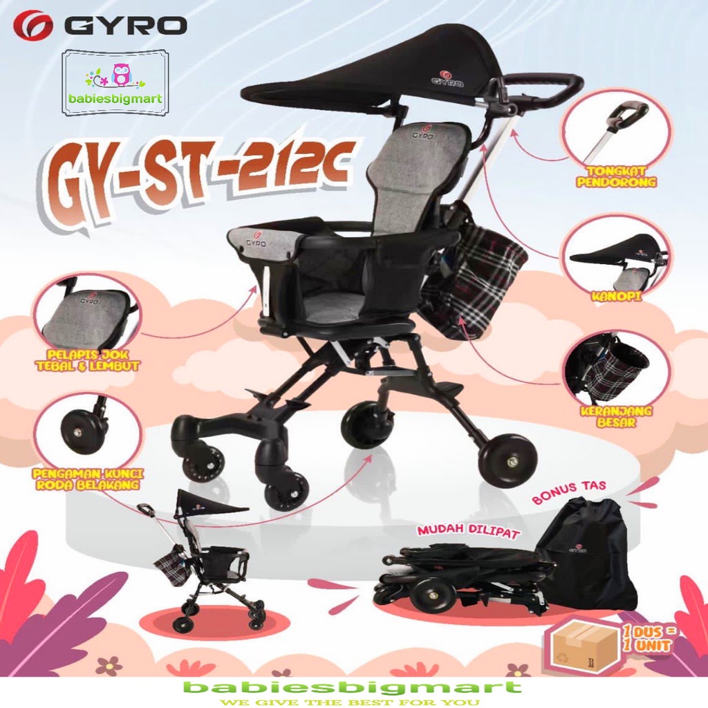 Exotic Magic Stroller LW 116 / LW 132 / ST 121PM / ST 122PM / ST 212C / VKIDS Q1 / Q2 GYRO Cabin Size Kereta Dorong Bayi Hadap Depan Belakang