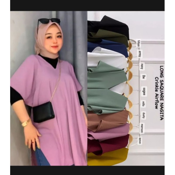 LONG SQUARE NAGITA CRINGKLE AIRFLOW ATASAN OVERSIZE VIRAL