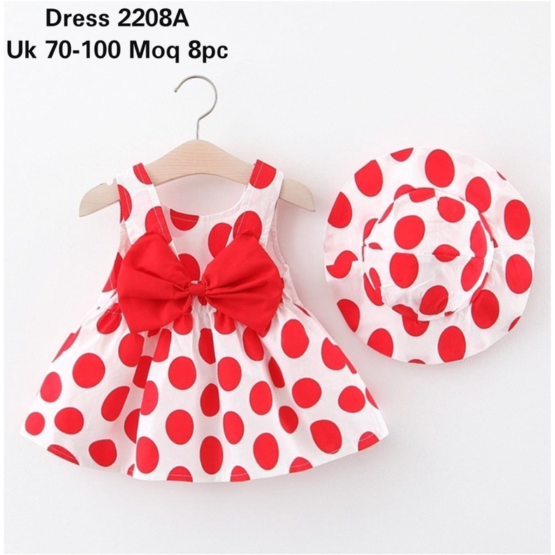 DRESS+TOPI ANAK [IMPOR] GAUN BAYI PESTA ANAK BAYI PEREMPUAN / Dress Fashion Pantai Anak Perempuan Import