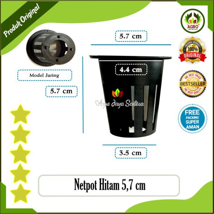 Netpot 5,7 cm, Rongga Bawah Besar Wadah Tanam Hidroponik dan Aquaponik