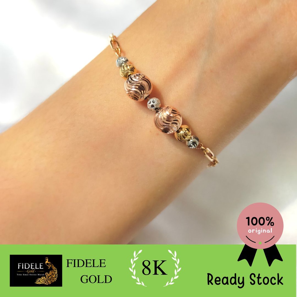 Gelang Bola- Bola Candy 2 Gelang Emas Asli Kadar 375 kadar muda