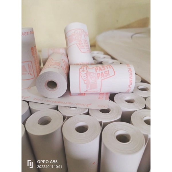 Kertas struk thermal logo pasti pas spbu ukuran 58x30mm