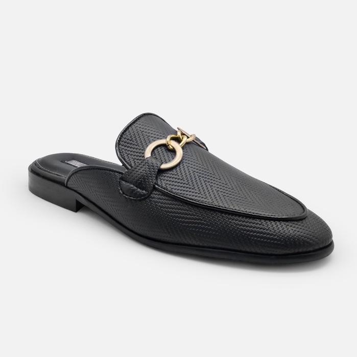 Guin Casalini Casual Loafer Mules Pria Vegan Leather G-EW006 - Black