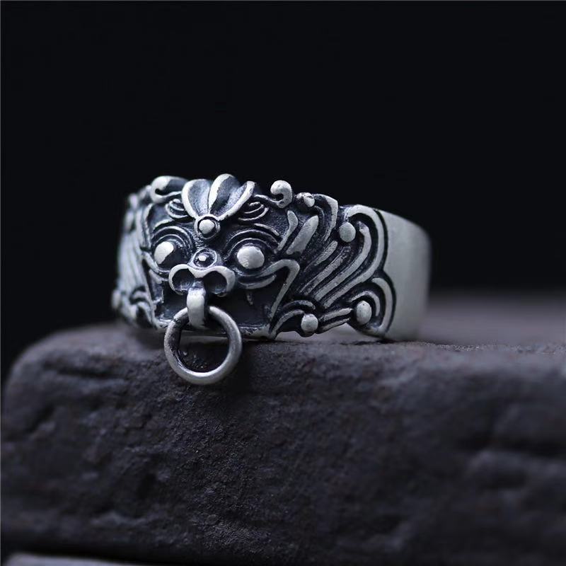 Cincin Model Terbuka Desain Dewa Penyanyi Gluttonous Beast Untuk Pria Dan Wanita