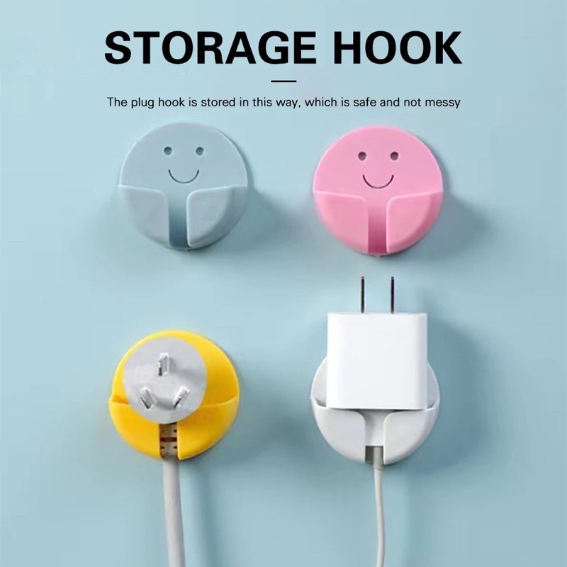 

Gantungan Penahan Kabel SMILE (warna RANDOM) / Hook Gantungan Kepala Charger Bulat
