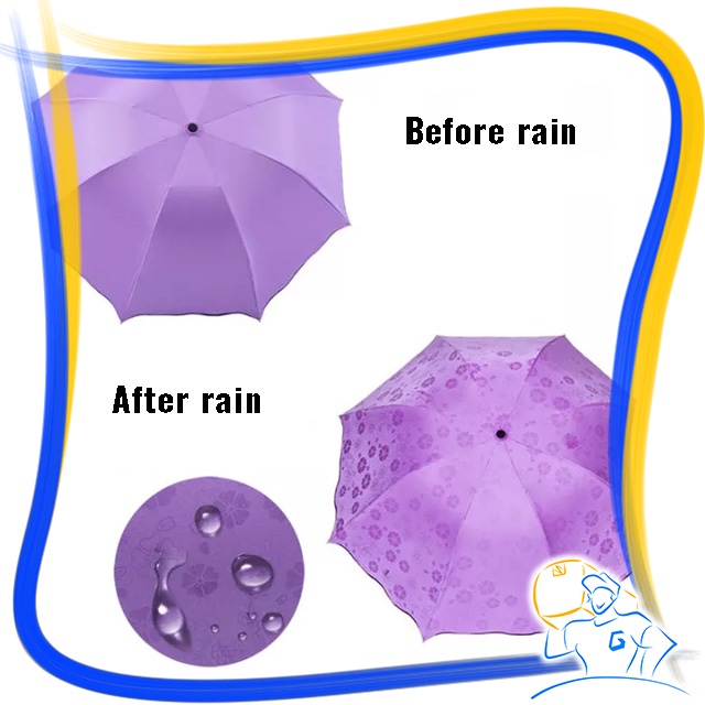 Payung Lipat Ajaib Keluar Motif Bila Kena Air 3D Magic Umbrella Hujan