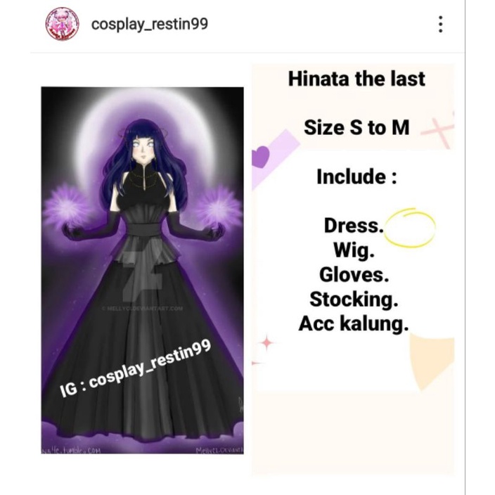 rental / sewa  kostum cosplay anime -  hinata the last