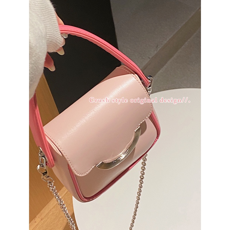 Suhao design niche handbag wanita 2022 baru musim panas warna kontras all-match in small square bag chain messenger bag