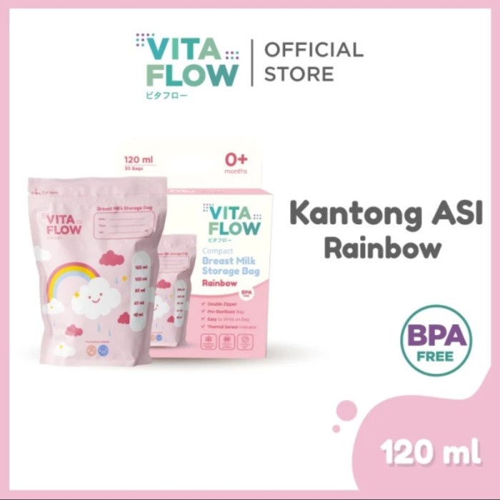 VITAFLOW Kantong ASI 120ml Isi 30pcs Breast Milk Storage Bag Vitaflow