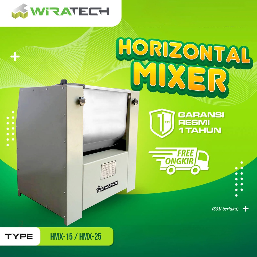 WIRASTAR Horizontal Mixer 15kg HMX-15 - Mesin Pengaduk Adonan Mie, Roti & Kue Otomatis