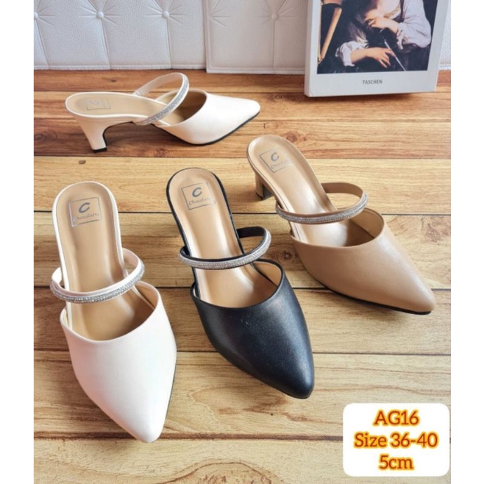 ABBUSHOES AG 16 bapau mules permata import 5cm