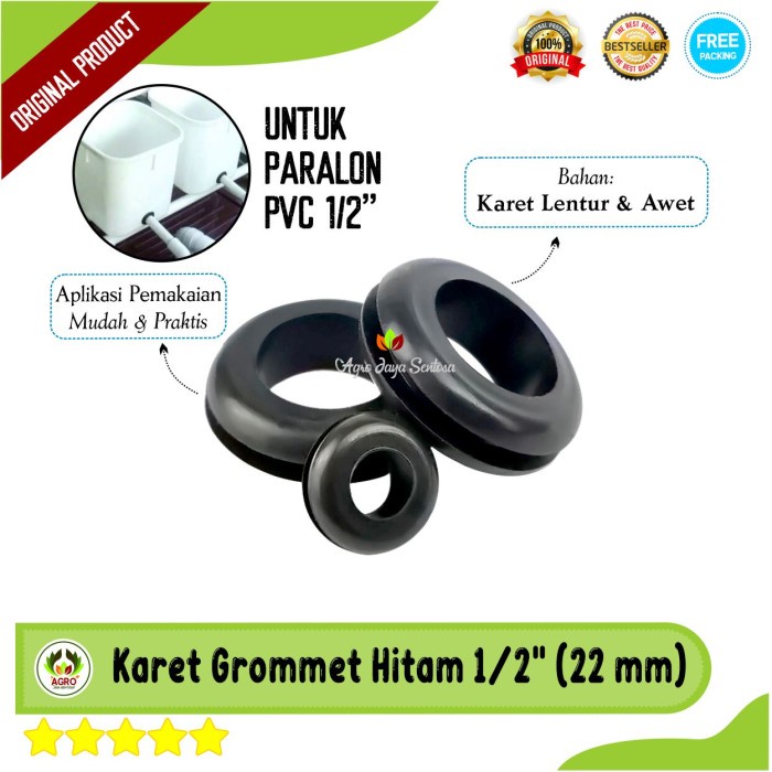 Grommet 1/2 Inch 22 MM Gromet Seal Karet - DUTCH BUCKET HIDROPONIK PVC